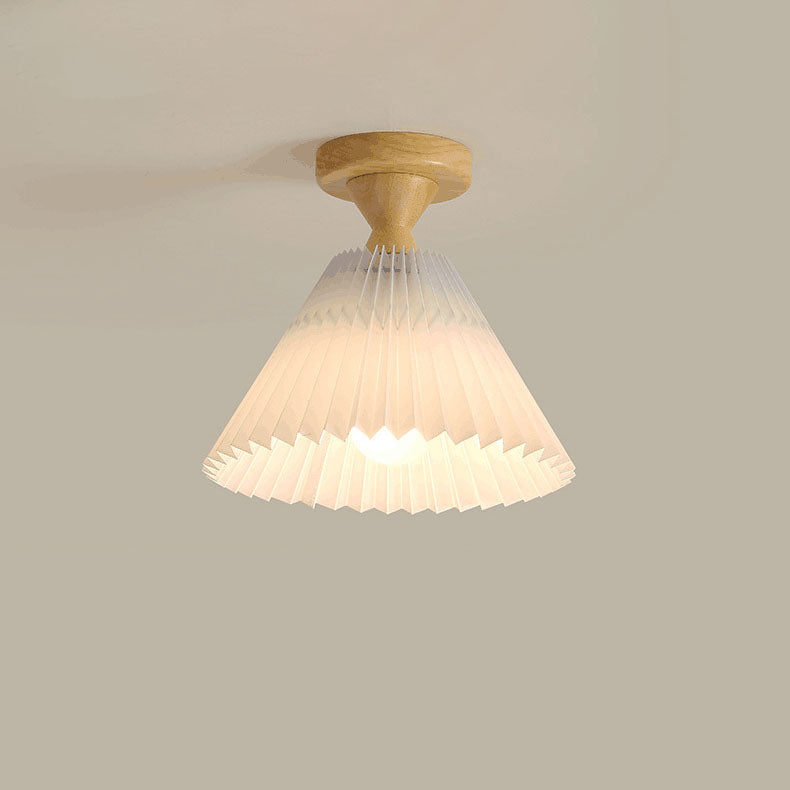 Japanische Simple Log Plissee Cone 1-Light Semi-Flush Mount Deckenleuchte