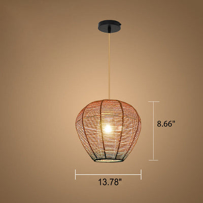 Modernes chinesisches Hanfseil mit runder Geometrie, 1-Licht-Pendelleuchte