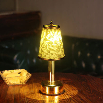 Vintage Floral Fabric Tapered Metall LED wiederaufladbare Nachtlicht Tischlampe