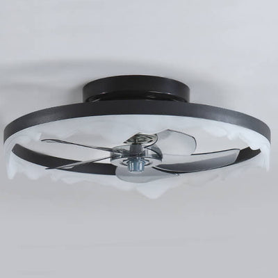 Minimalist Round Acrylic Border LED Semi-Flush Mount Ceiling Fan Light