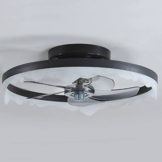 Minimalist Round Acrylic Border LED Semi-Flush Mount Ceiling Fan Light