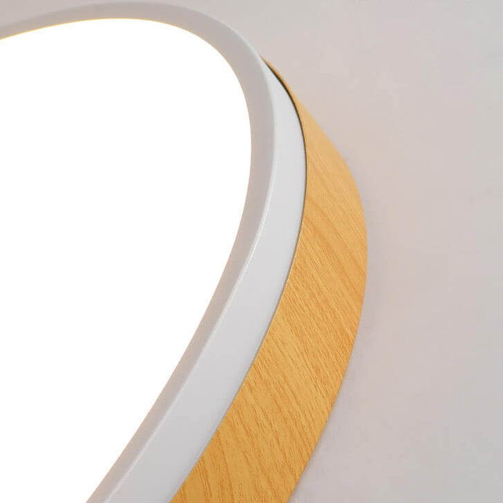 Nordische minimalistische runde LED-Deckenleuchte mit Holzkante