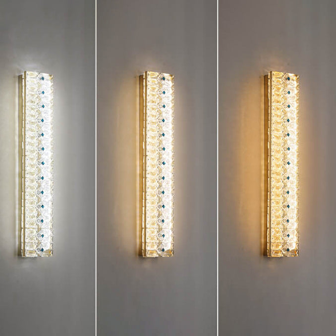 Applique murale à LED avec design en bande de cristal de luxe 