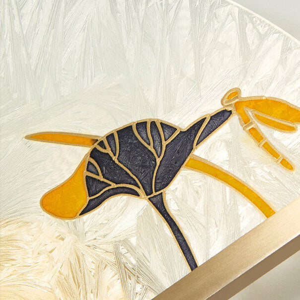 Moderne chinesische Glas-Faltfächer-förmige Messing-LED-Wandleuchte 