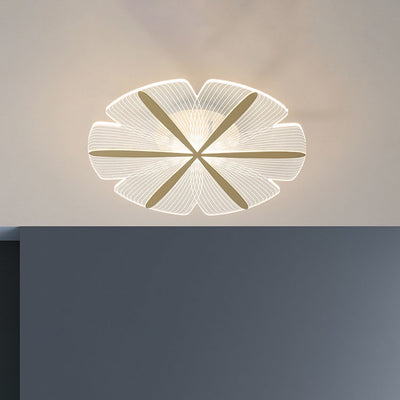 Modern Minimalist Acrylic Petal Round Gold LED Flush Mount Ceiling Light