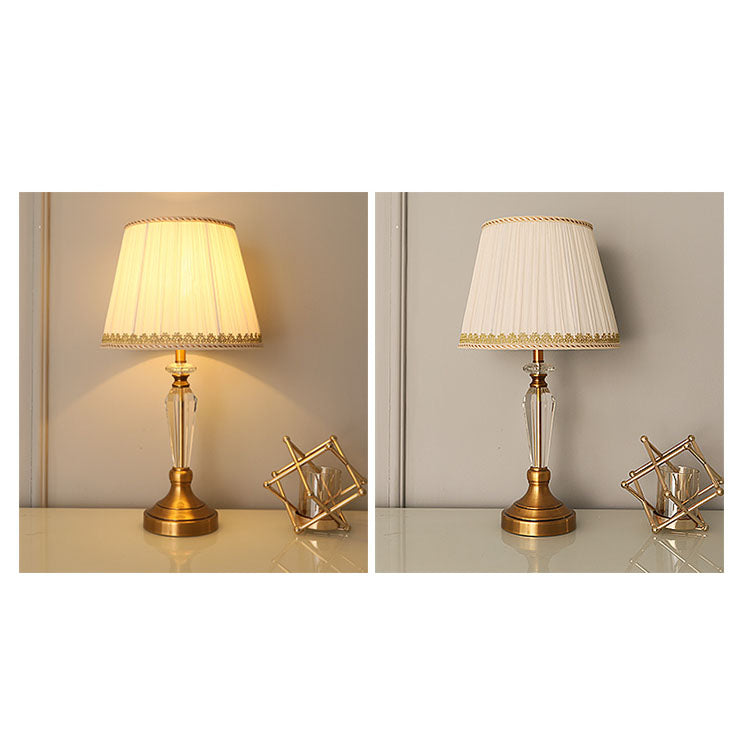 Lampe de table européenne minimaliste en tissu cristal à 1 lumière 
