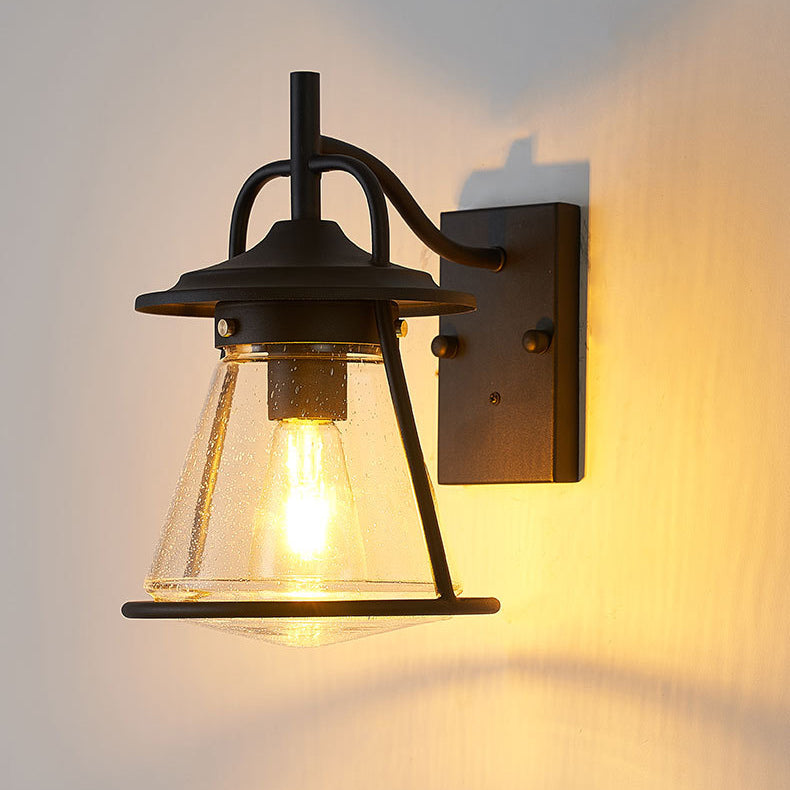 Waterproof Glass Cone Shade 1-Light Outdoor Wall Sconce Lamp