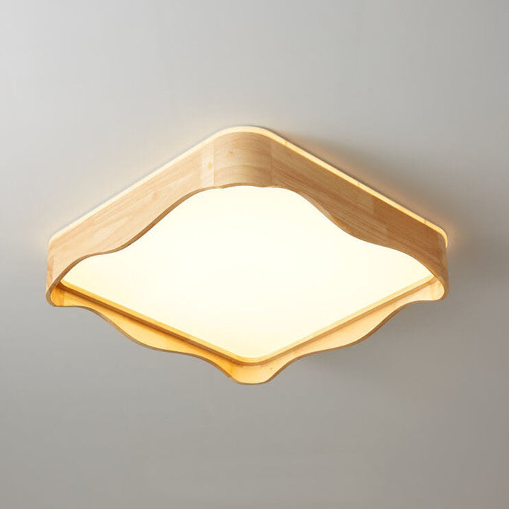 Luz de techo LED montada al ras con diseño de ondas cuadradas originales japonesas de madera 