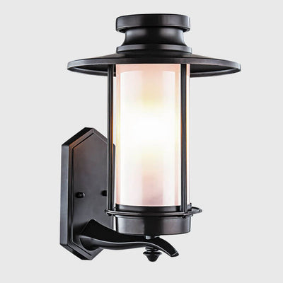 Lampe d'applique murale de patio à 1 lumière à colonne géométrique imperméable d'extérieur moderne 