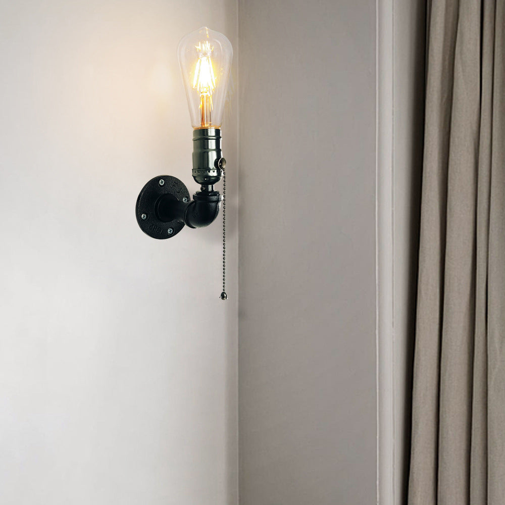 Contemporary Industrial Iron Aluminum Plumbing 1-Light Wall Sconce Lamp for Living Room