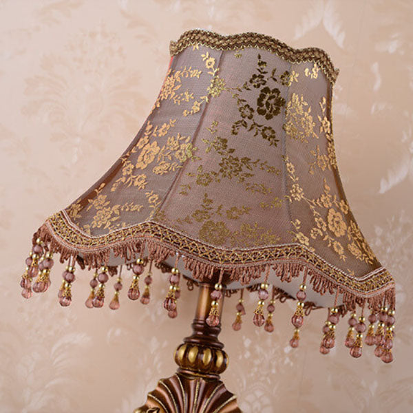 European Vintage Fabric Tassel Resin Court 1-Light Table Lamp