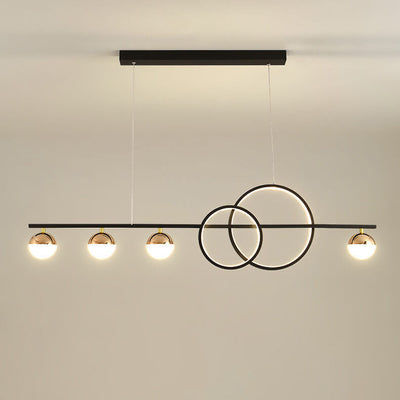 Modern Luxury Long Strip Round Globe Design LED Island Light Chandelier