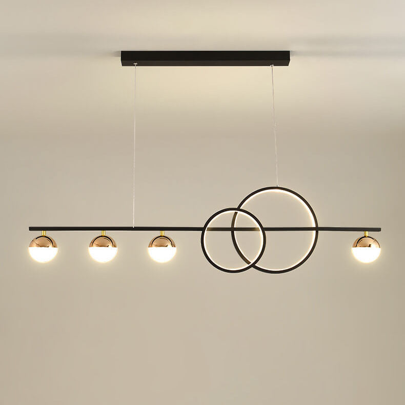 Modern Luxury Long Strip Round Globe Design LED Island Light Chandelier