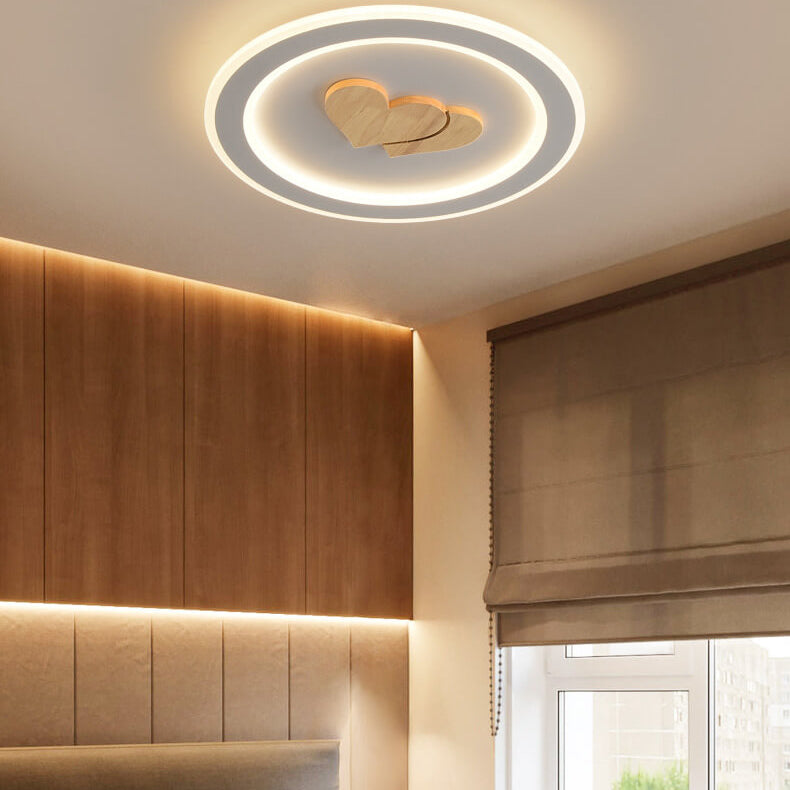 Moderne einfache Deckenleuchte mit LED und massivem Holzdesign 