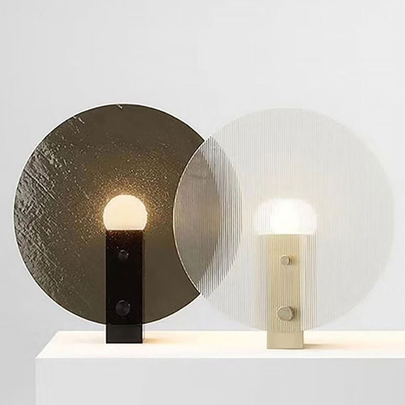 Lampe de table moderne en verre dépoli rond de luxe léger à 1 lumière 