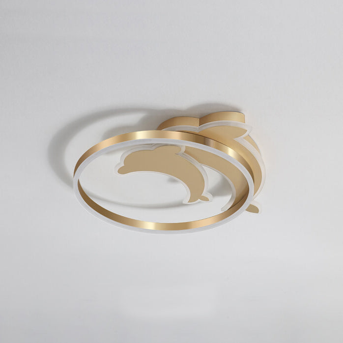 Moderne kreative goldene Delfin-Eisen-LED-Deckenleuchte 