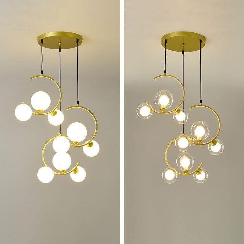 Scandinavian Minimalist Round Ball Glass 1/3-Light Island Light Chandelier