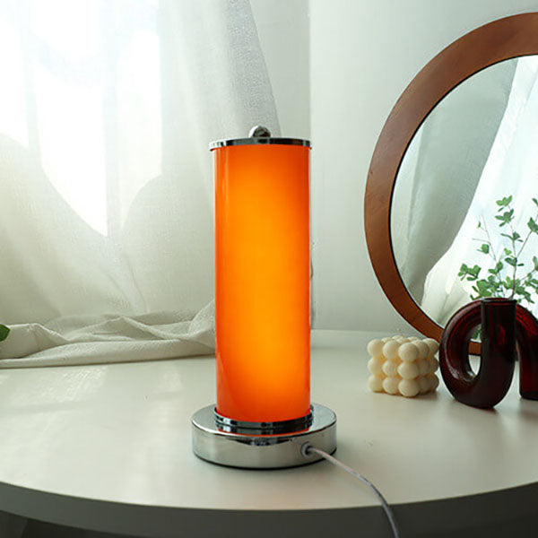 Lampe de Table LED USB Colonne en Verre Vintage 