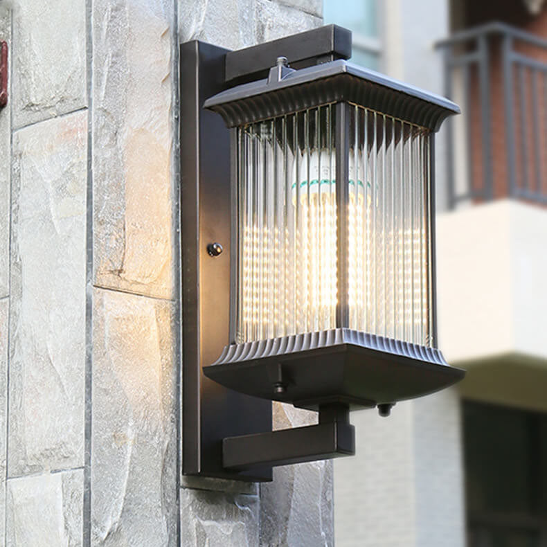 Aplique de pared exterior impermeable moderno y minimalista de aluminio y vidrio cuadrado de 1 luz para jardín 