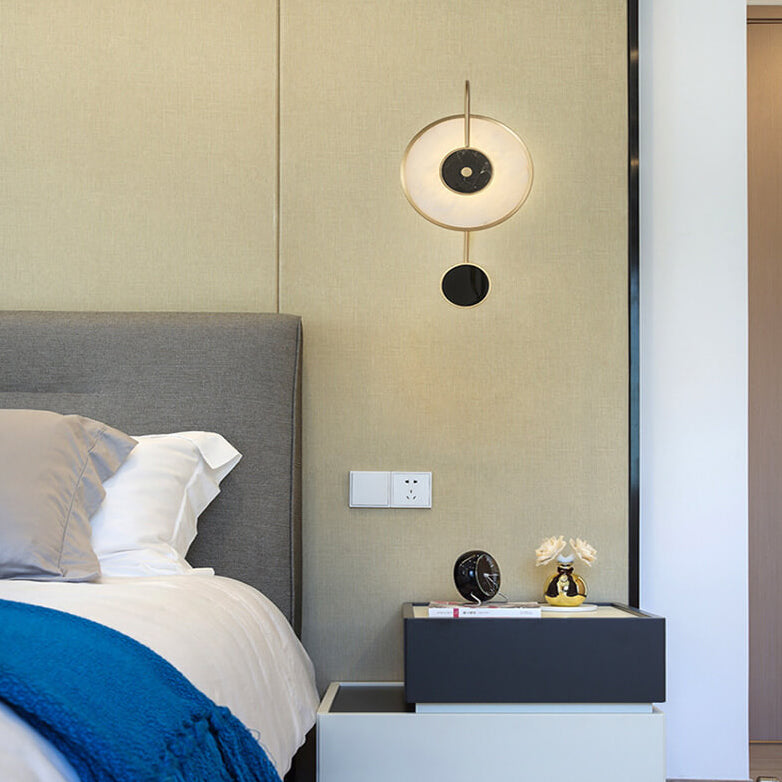 Reloj de Pared de Mármol Nórdico Moderno Diseño de Lámpara Aplique de Pared de 1 Luz 
