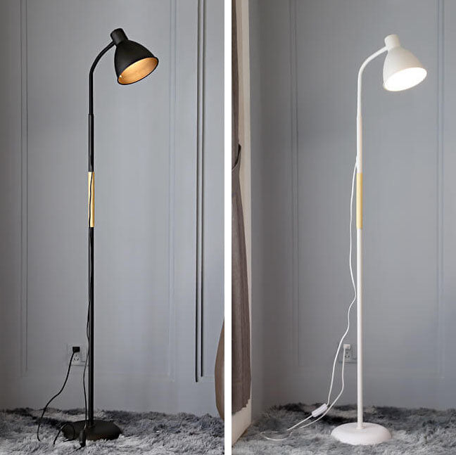 Modern Minimalist Iron Cone Long Pole 1-Light Standing Floor Lamp for Living Room Bedroom