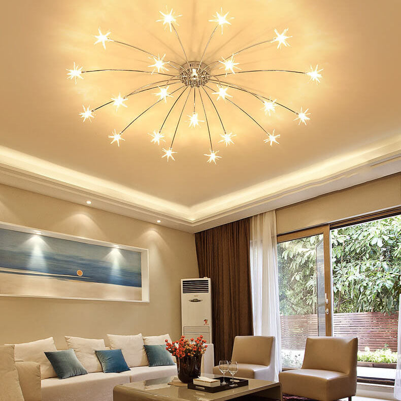 Contemporary Creative Full Of Star Iron 12/21/28 Light Flush Mount Ceiling Light For Living Room