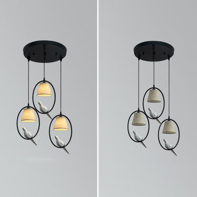 Nordic Minimalist Bird Fabric Circle 1/3 Light Island Light Chandelier