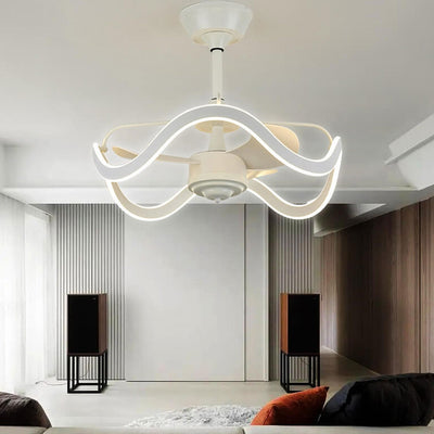 Modern Light Luxury Circular Inverter Silent Downrods Ceiling Fan Light