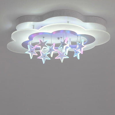 Contemporary Nordic Star Decor Cloud Acrylic Shade LED Kids Flush Mount Ceiling Light For Bedroom