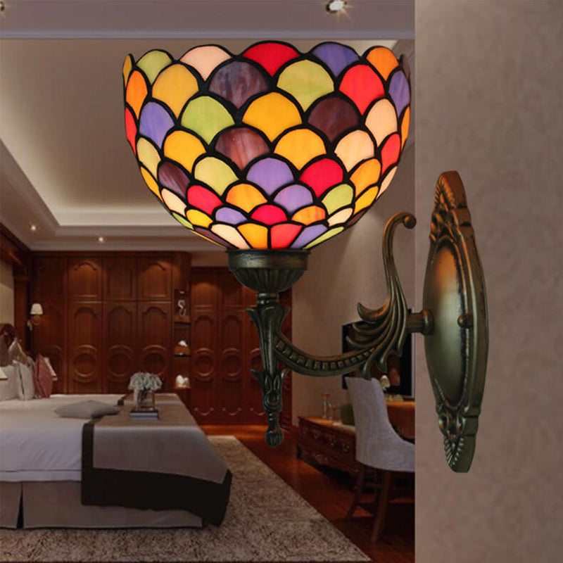 Tiffany Stained Dot Glass 1-Light Wall Sconce Lamp