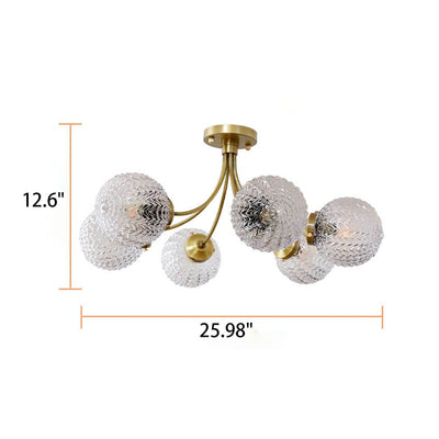 Nordic Light Luxuriöser kugelförmiger Glaslampenschirm 6/8-Licht-Unterputzleuchte 