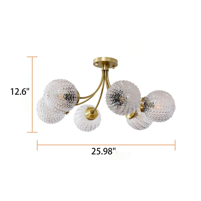 Nordic Light Luxury Spherical Glass Lampshade 6/8-Light Flush Mount Light