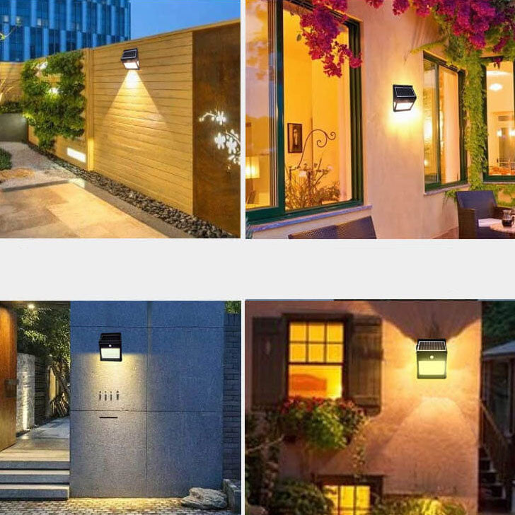 Solar Sensor Three Side LED Outdoor Wall Sconce Lamp