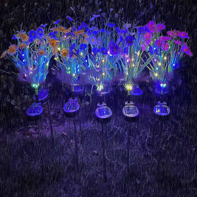 Lampe extérieure à LED en forme de fleur de couleur moderne solaire avec prise de terre 