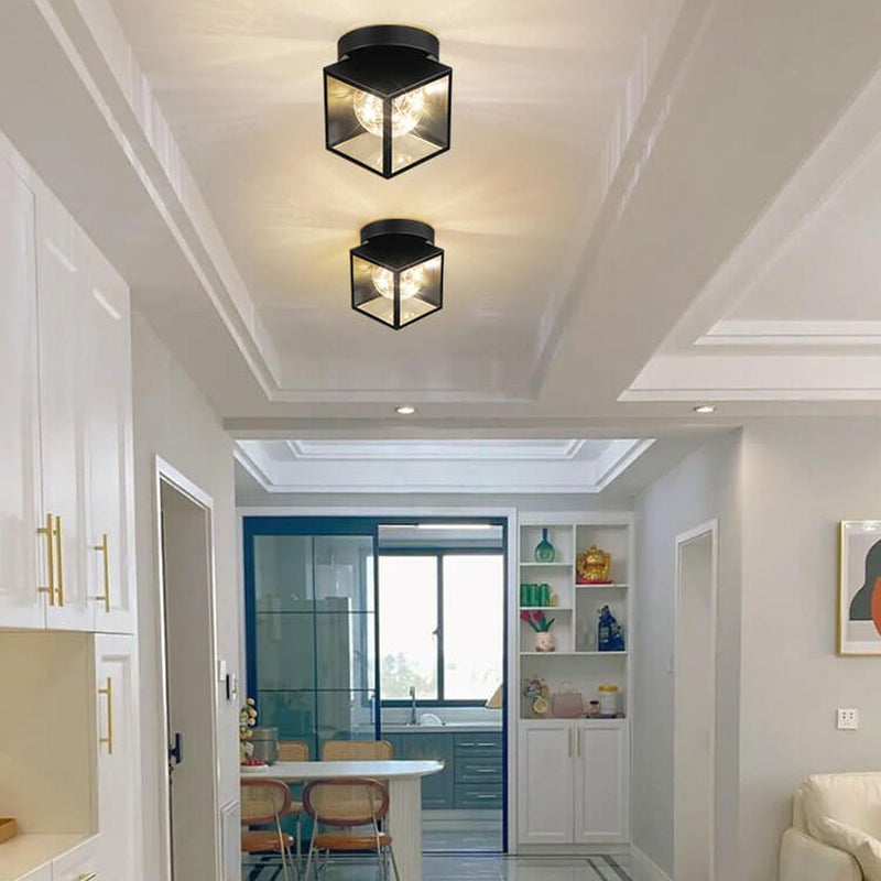 Nordic Square Geometric Ball LED Semi-Flush Mount Ceiling Light