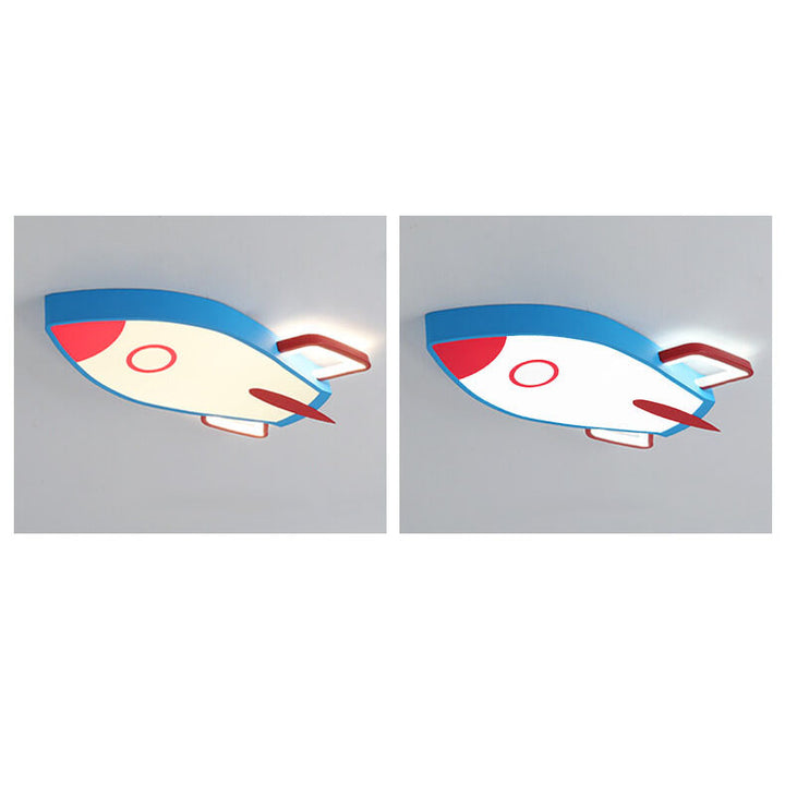 LED-Deckenleuchte aus Aluminium in Raketenform mit Cartoon-Motiv 