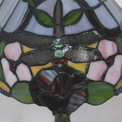 European Vintage Tiffany Glass 1-Light Table Lamp