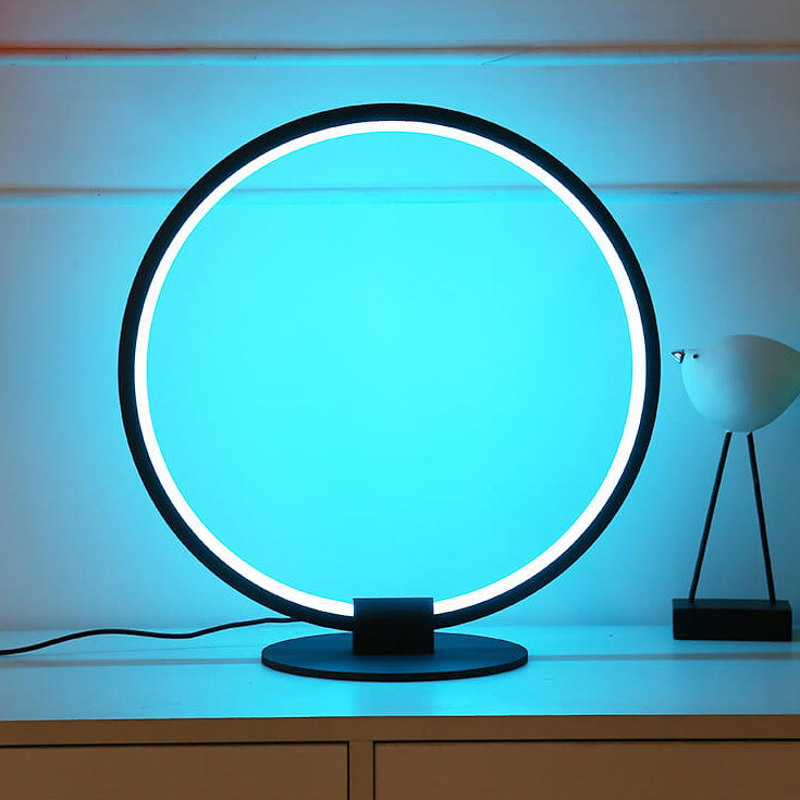 Diseño Moderno de Anillo de Acrílico con Iluminación LED RGB para Lámpara de Mesa 