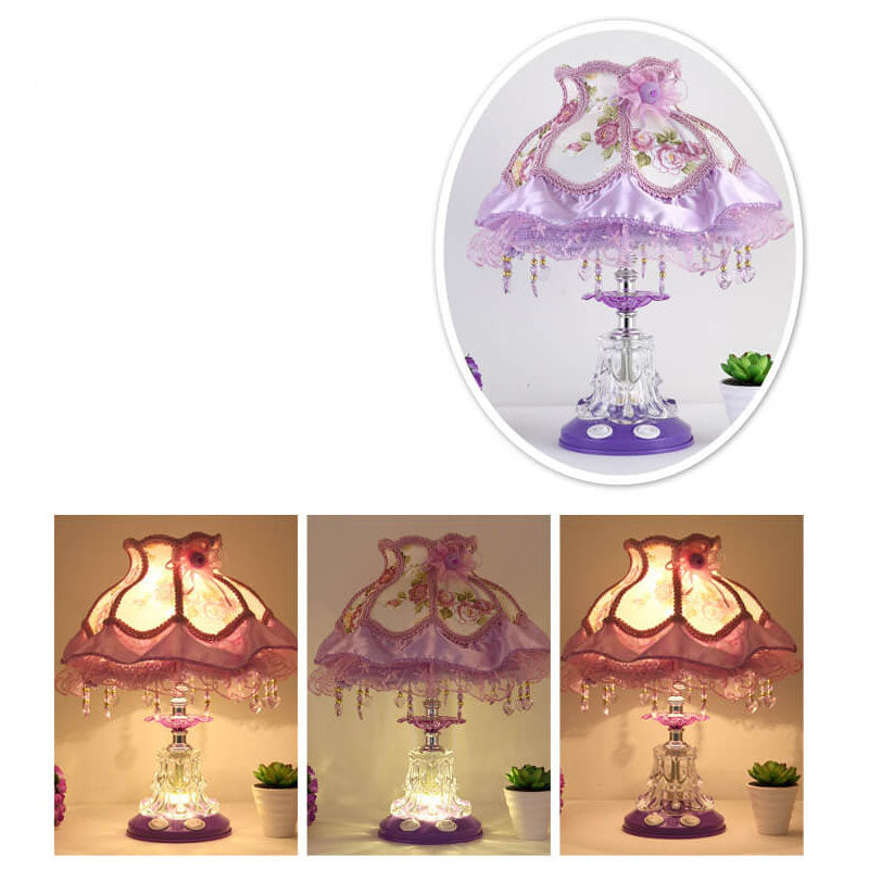 Lampe de table 1 lumière en verre avec tissu de style européen pour mariage 