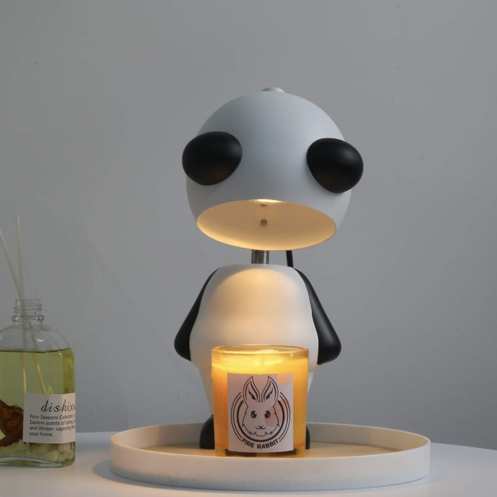 Lampe de Table en Résine Panda Créatif avec 1 Lumière pour Faire Fondre la Cire 