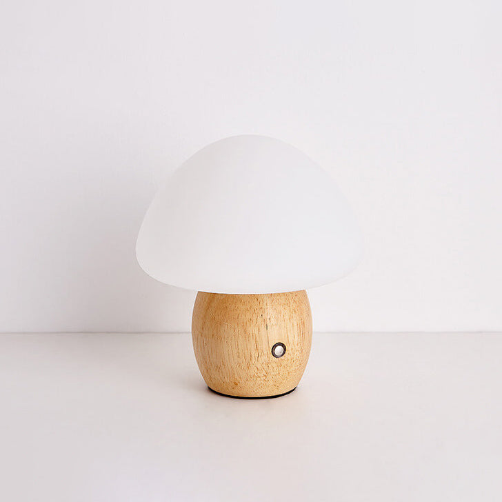 Nordic Creative Mushroom Solid Wood Acrylic LED Touch Table Lamp