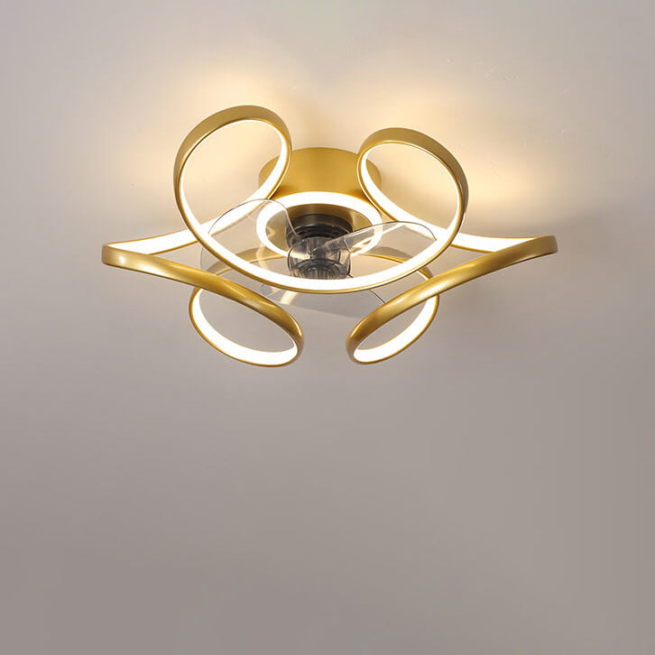 Modern Minimalist Line Acrylic Iron LED Flush Mount Fan Light