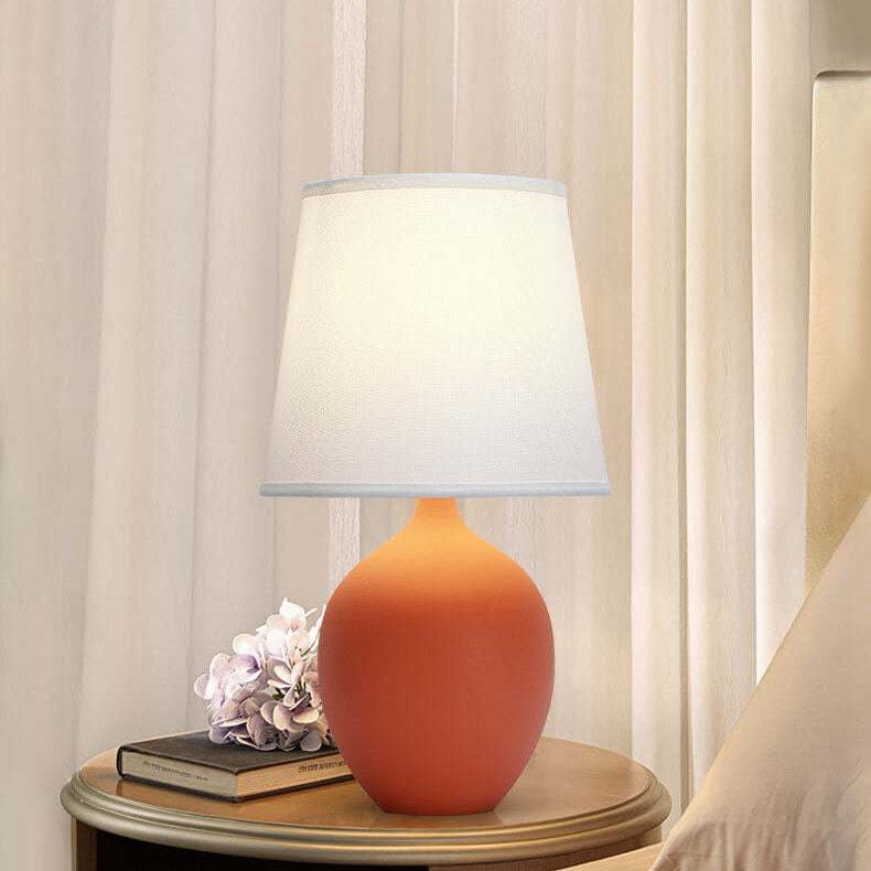 Nordic Fabric Shade Color Ceramic Base 1-Light Table Lamp