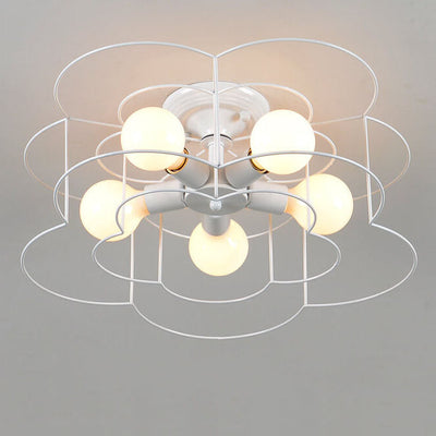 Nordic Creative Iron Petals 5-Light Semi-Flush Mount Ceiling Light
