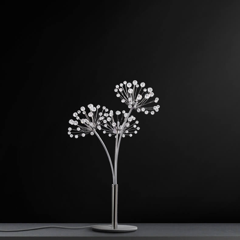 Nordic Creative Dandelion Crystal Bead Iron  3-Light Table Lamp