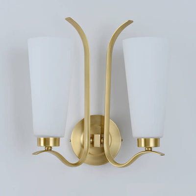 European Light Luxury All Copper Glass 1/2-Light Wall Sconce Lamp