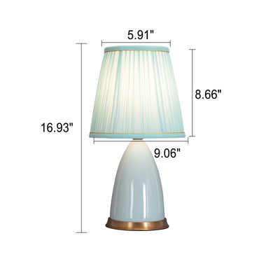 Lampe de table moderne et minimaliste à abat-jour conique en céramique à 1 lumière avec variateur tactile