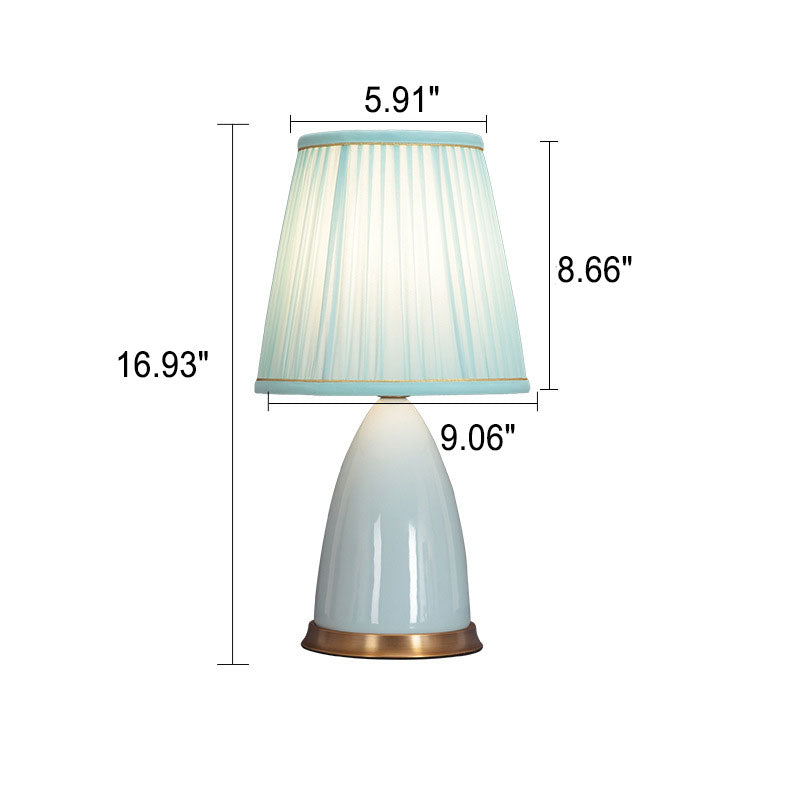 Lampe de table moderne et minimaliste à abat-jour conique en céramique à 1 lumière avec variateur tactile