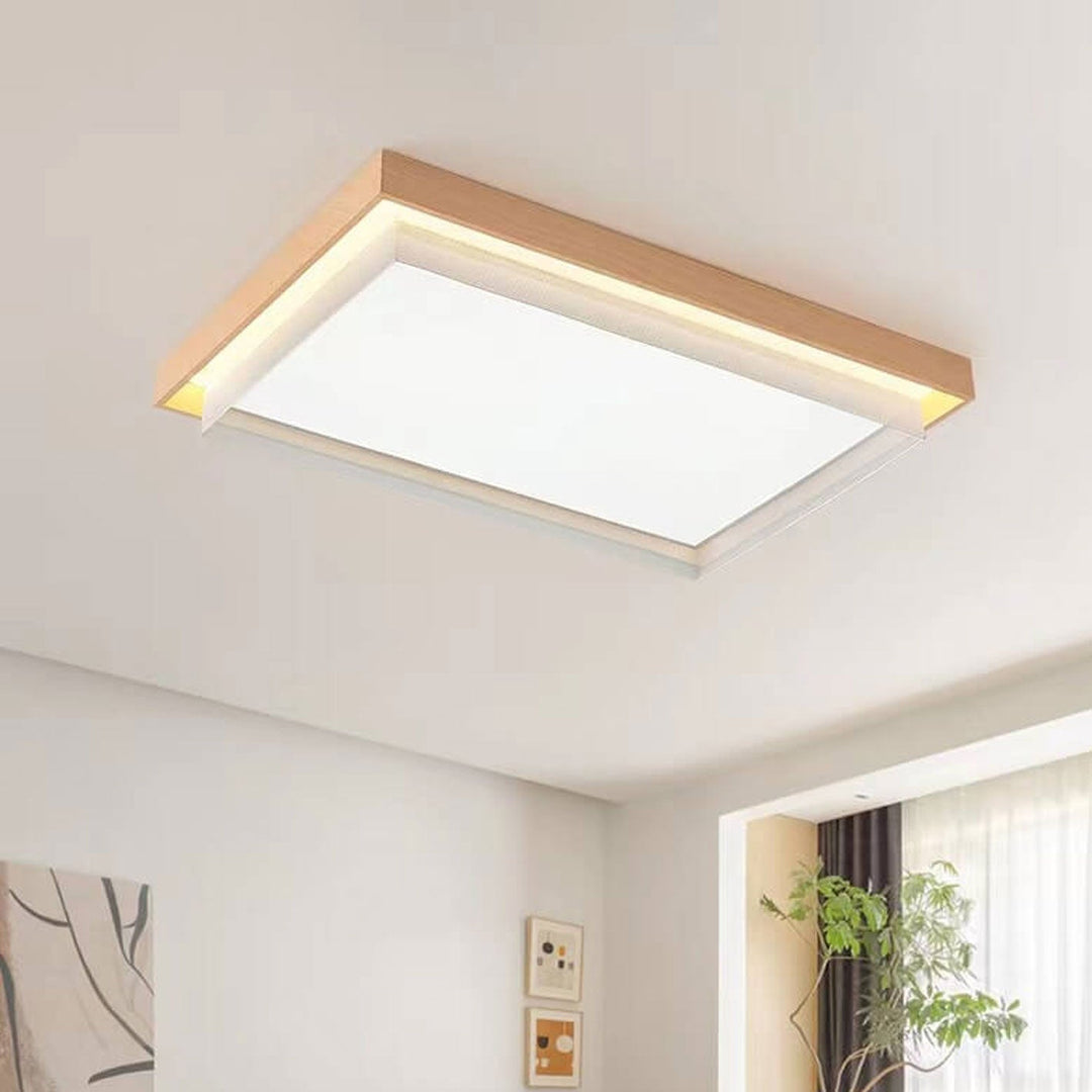 Nordic Wood Grain Rectangular/ Round LED Tatami Flush Mount Ceiling Light
