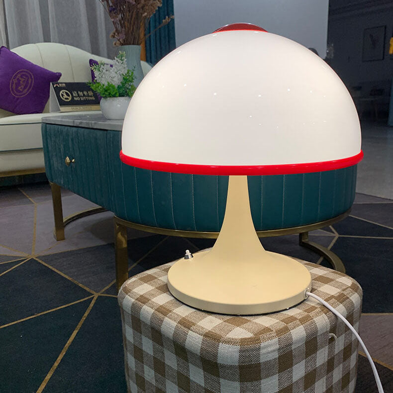 Lampe de Table Moderne en Métal et Champignon Crème à 1 Lumière 